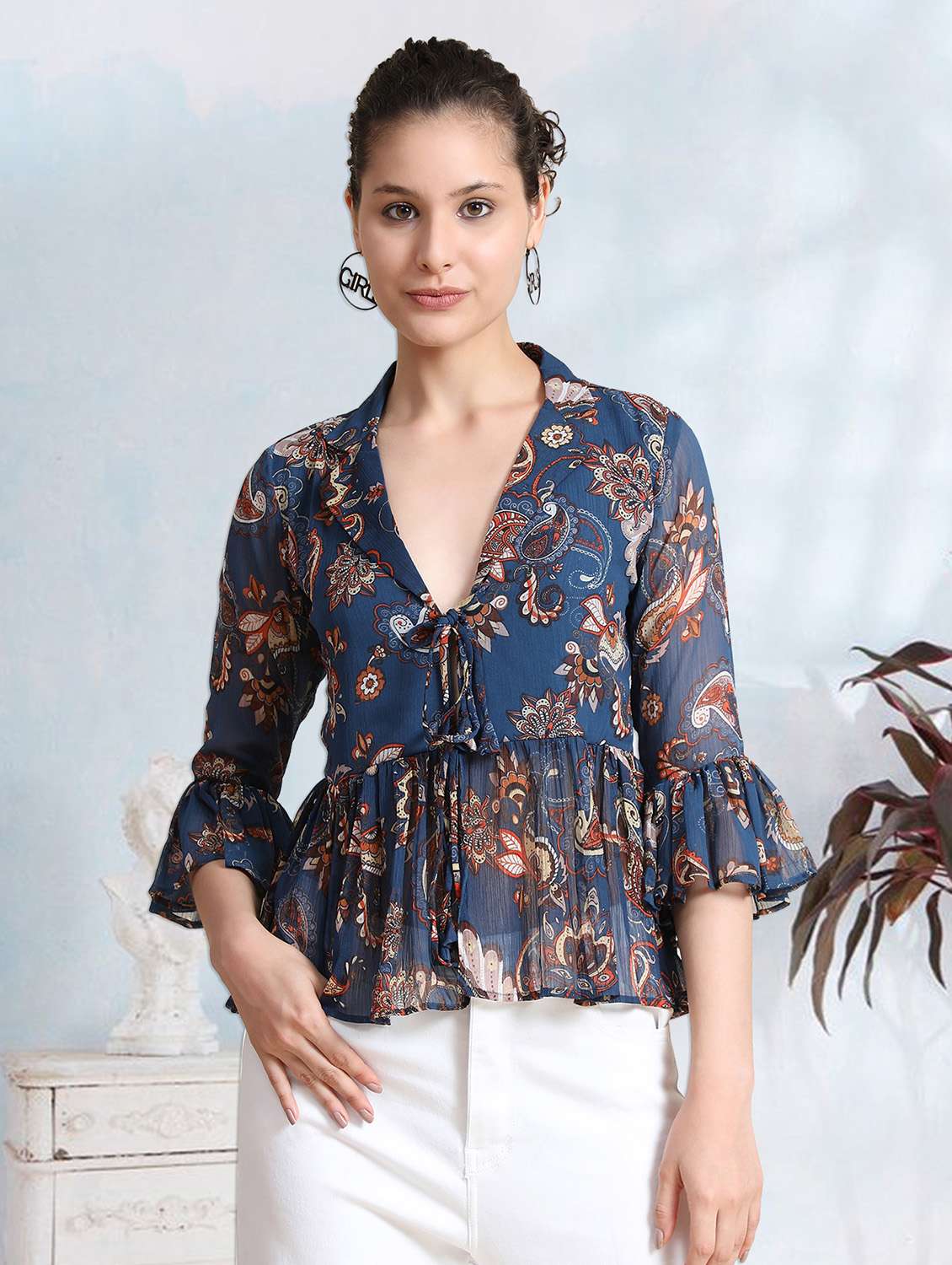 women paisley printed a-line top