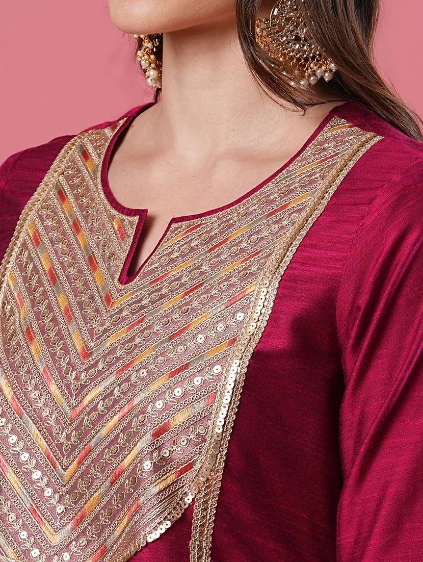women magenta kurta palazzo set with dupatta - 20969784 -  Standard Image - 4