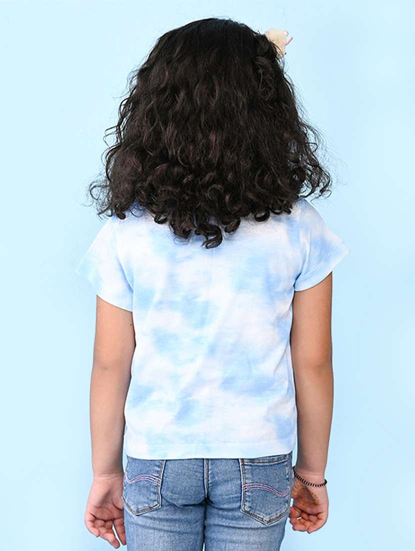 girls light blue printed detailed tee - 20969847 - Standard Image - 1