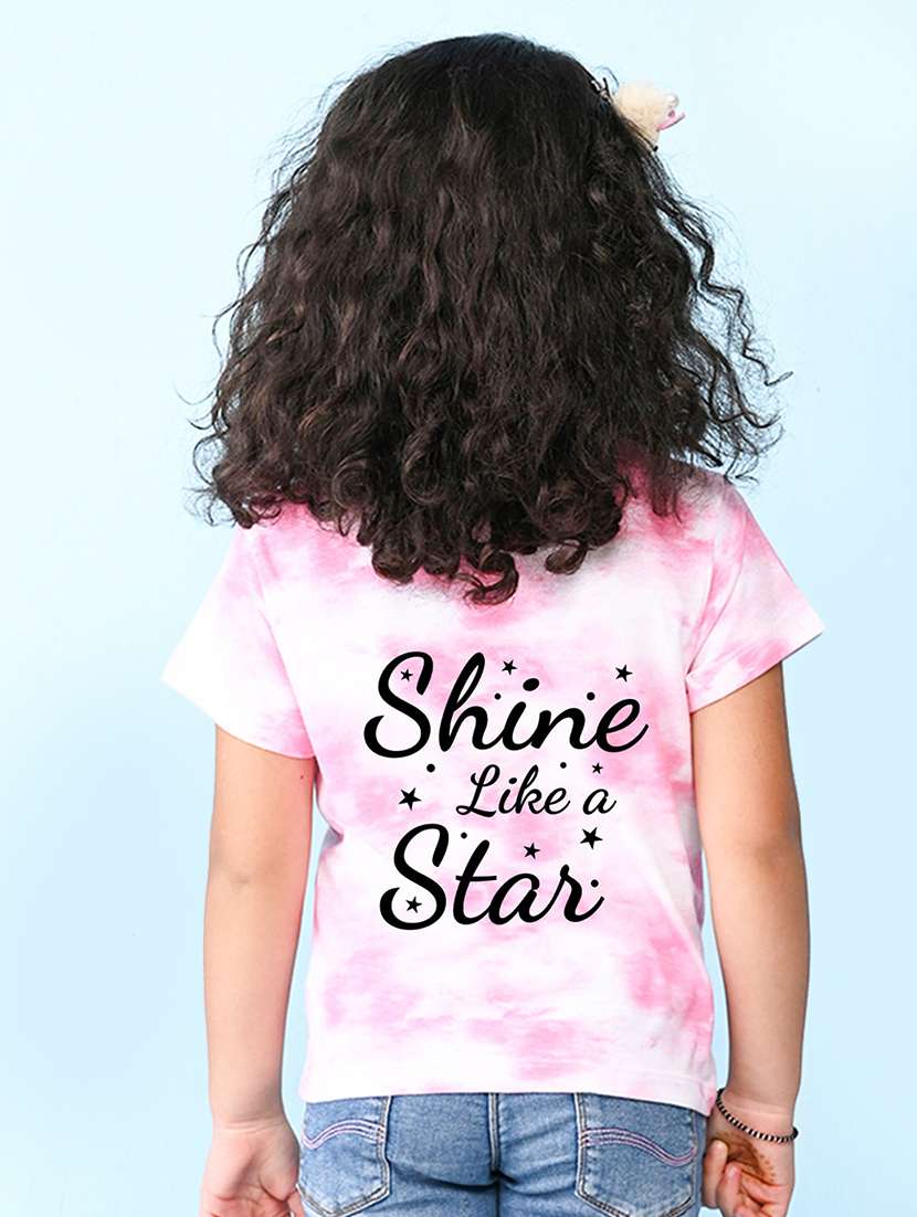 girls round neck tie & dye regular tee - 20969865 - Standard Image - 1