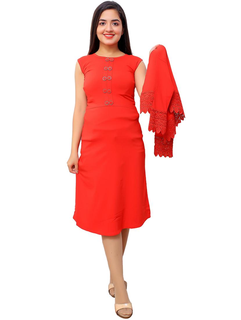 red detailed a-line dress with jacket - 20969934 - Standard Image - 1