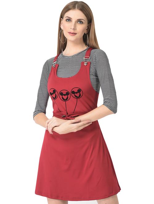maroon printed detailed dungaree - 20969946 - Standard Image - 0