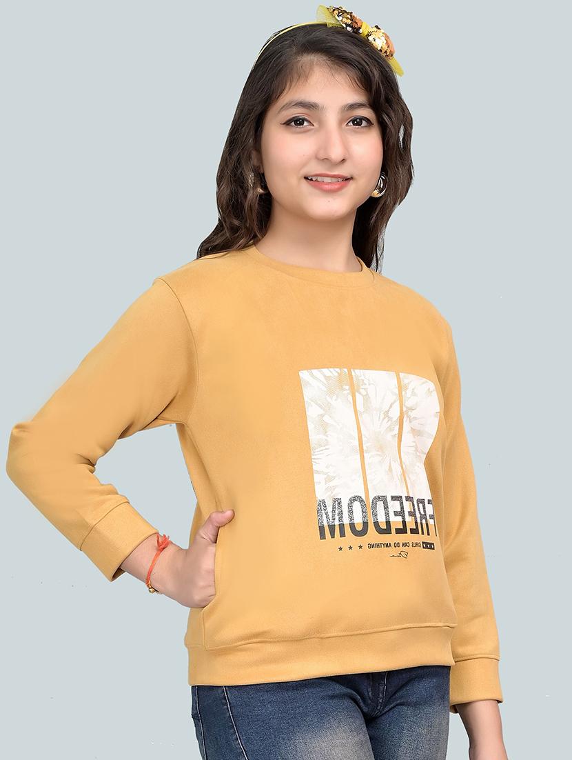 girls round neck front print sweatshirt - 20970059 - Standard Image - 1