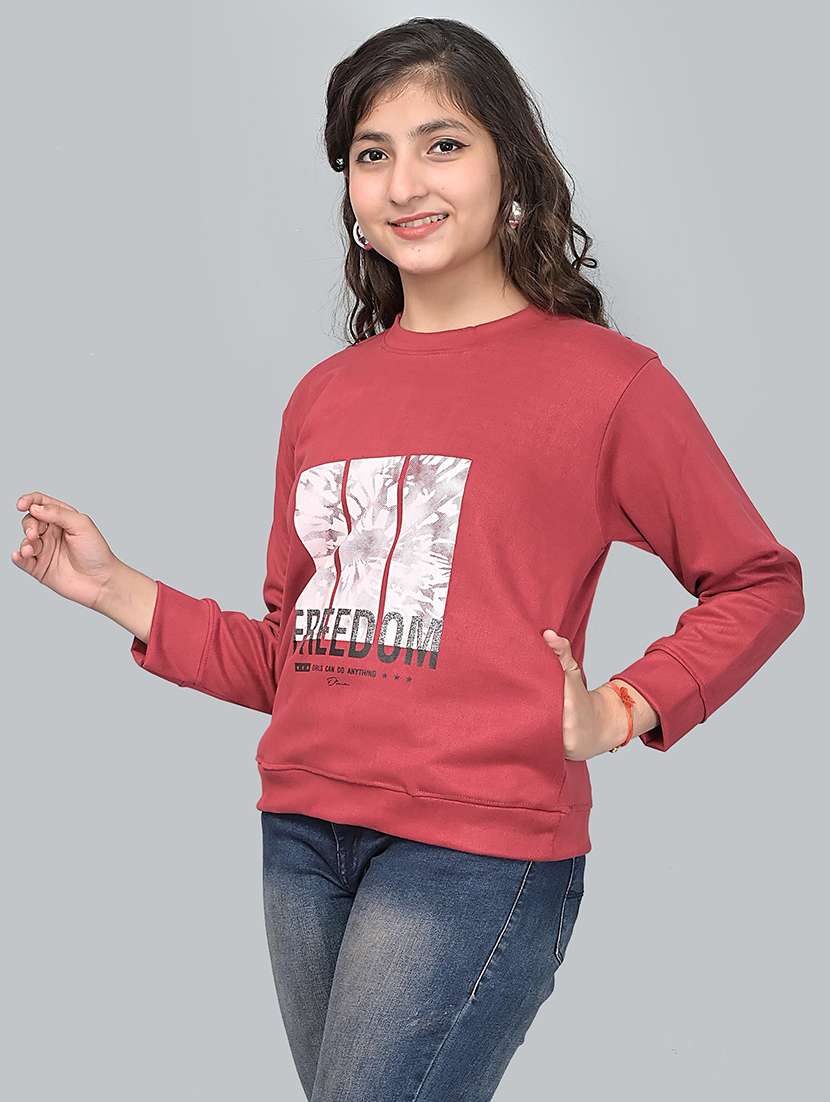 maroon front print sweatshirt - 20970061 -  Standard Image - 1