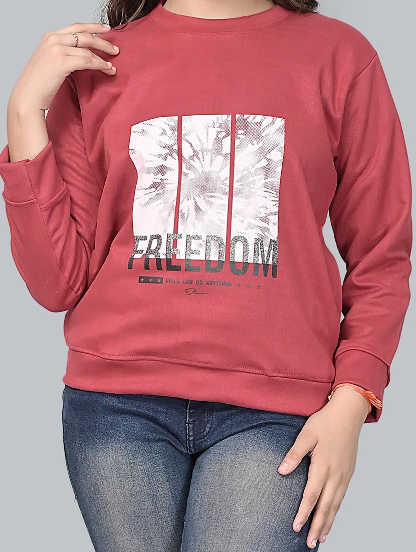 maroon front print sweatshirt - 20970061 - Standard Image - 4