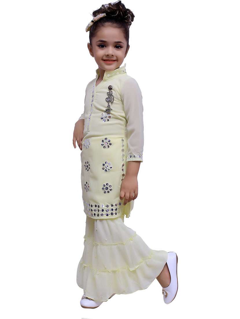 girls mirror worked kurta palazzo set - 20970070 -  Standard Image - 1