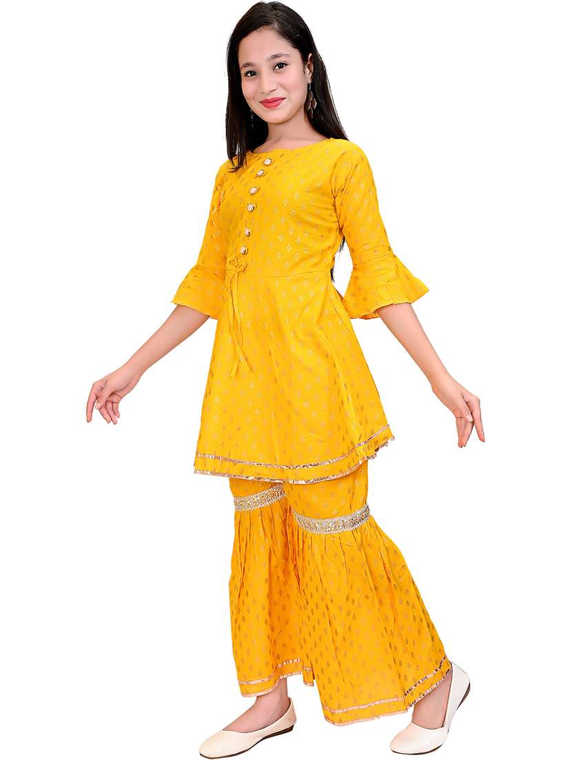 girls self design kurta sharara suit set - 20970089 -  Standard Image - 1