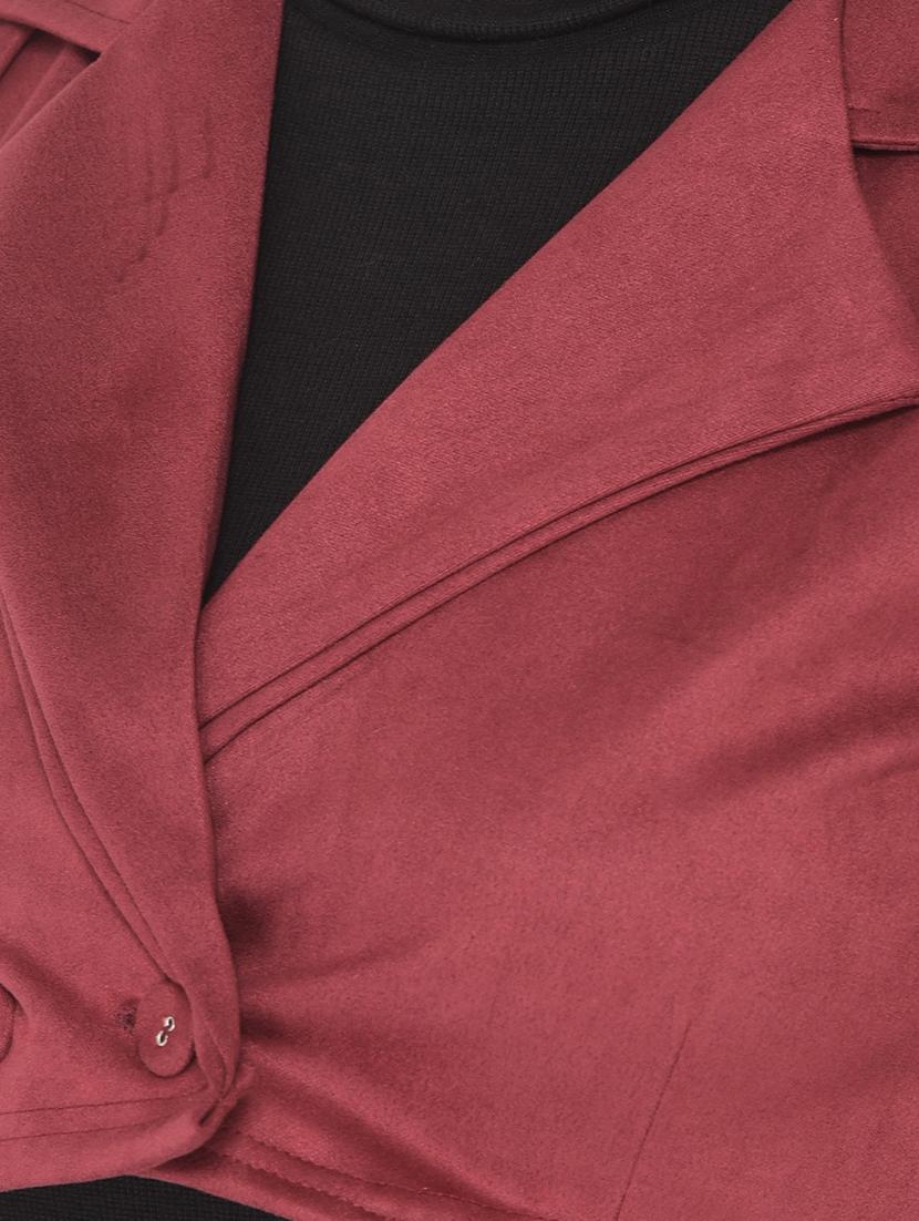 solid maroon velvet crop jacket - 20970365 - Standard Image - 4