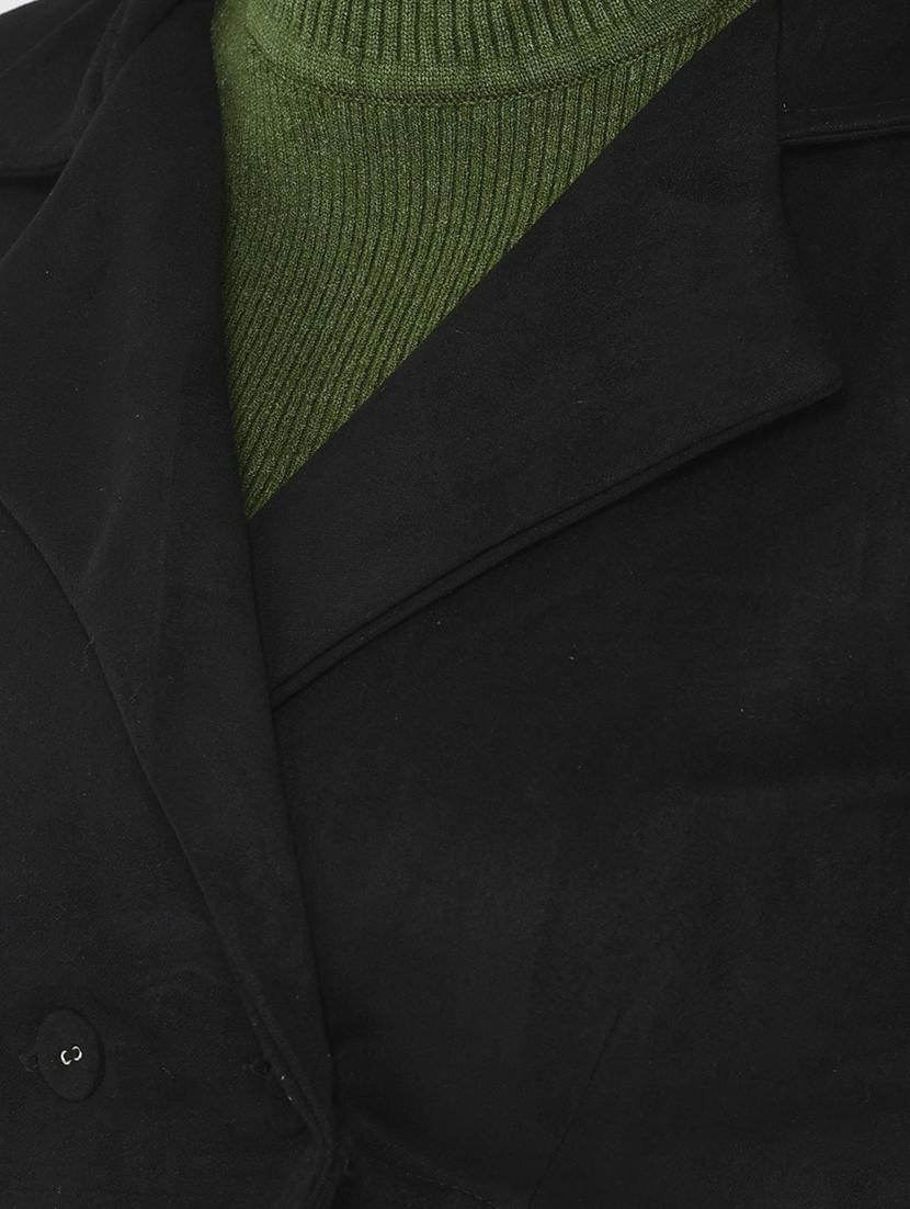 solid black velvet crop jacket - 20970368 - Standard Image - 4