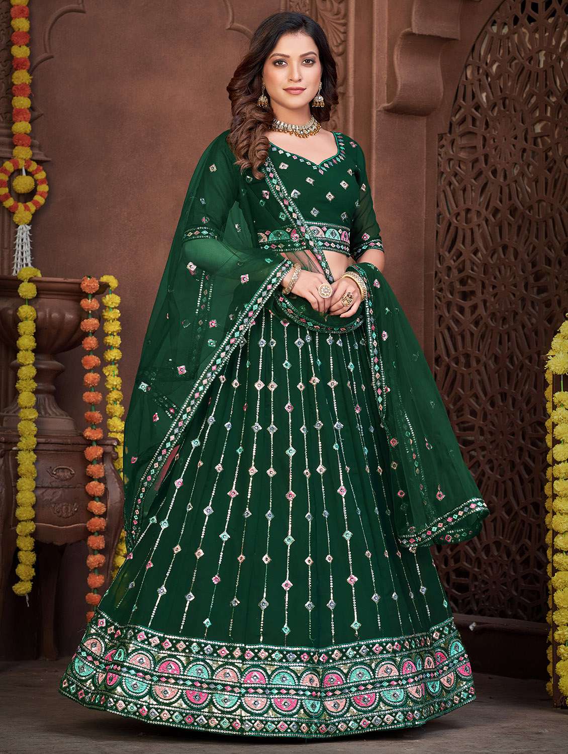 women embroidered lehenga choli with dupatta - 20970473 -  Standard Image - 1
