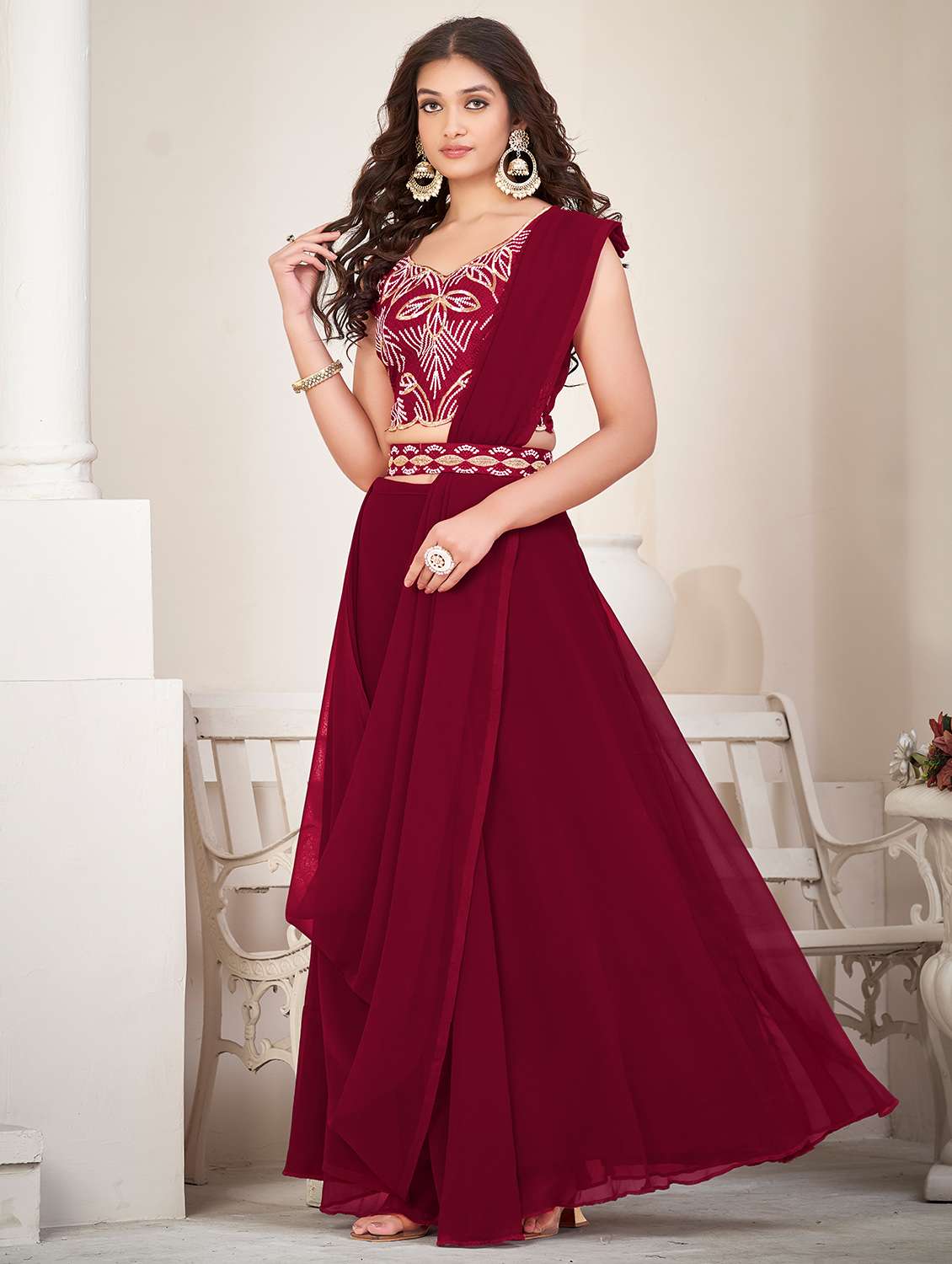 women flared semi stitched lehenga  - 20970502 -  Standard Image - 1