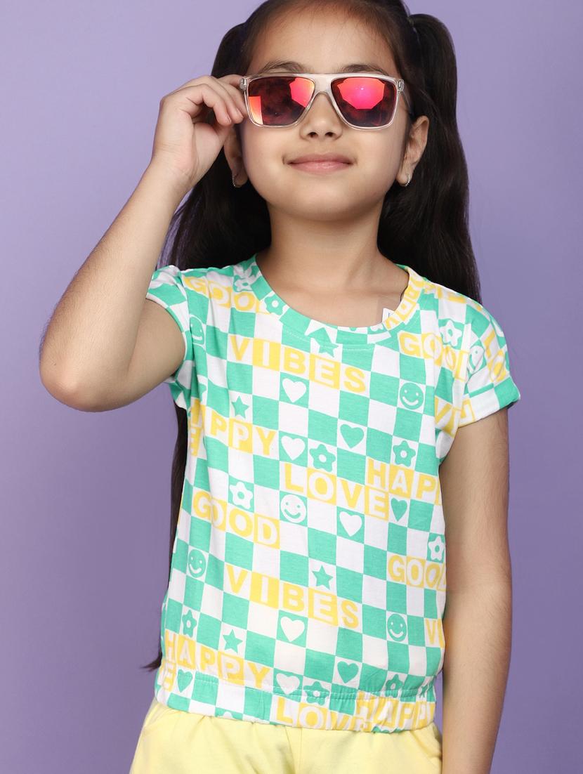girls round neck printed regular tee - 20970536 - Standard Image - 1