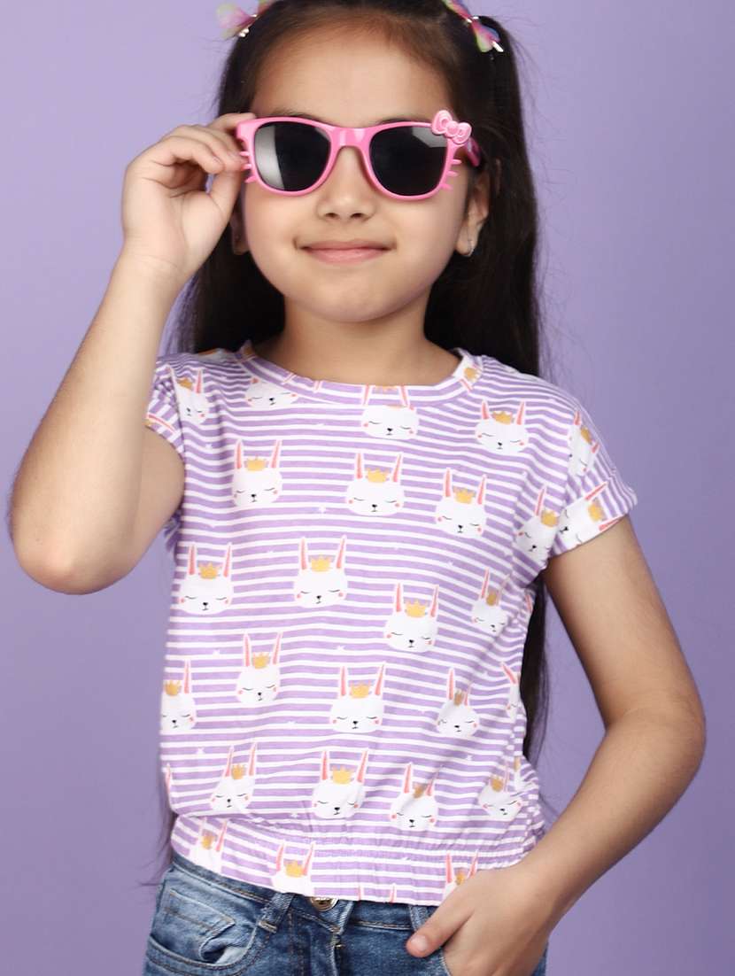 girls round neck all over print regular tee - 20970537 -  Standard Image - 1