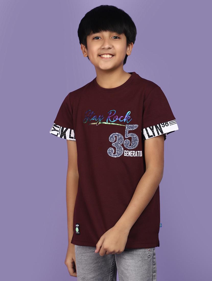 boys round neck typographic regular t-shirt