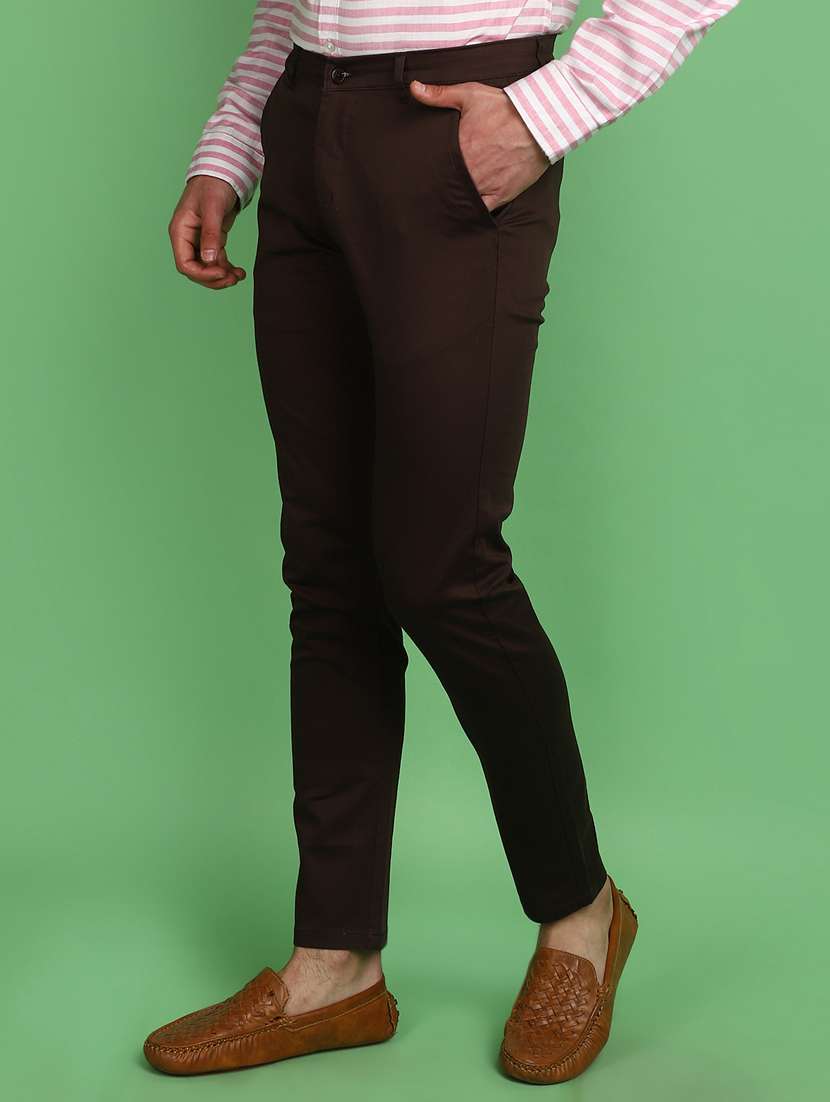 men solid ankle length chinos  - 20970603 -  Standard Image - 1