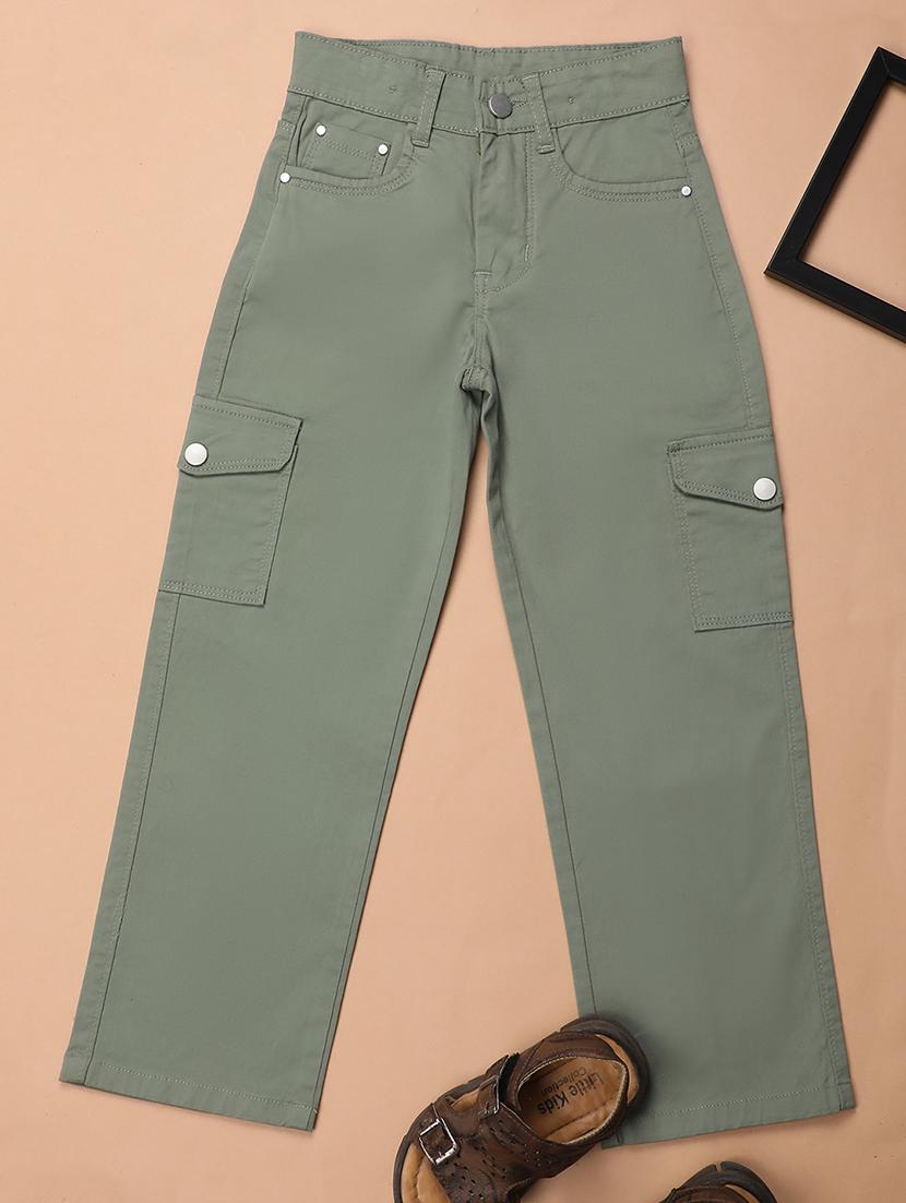 girl solid mid cargos trouser