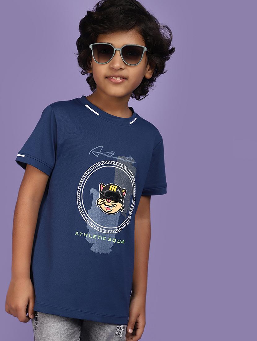 blue front print cotton t-shirt - 20970691 - Standard Image - 1