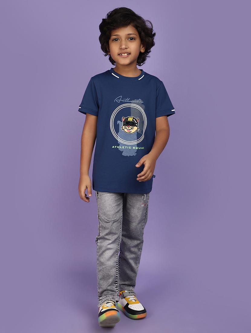 blue front print cotton t-shirt - 20970691 - Standard Image - 4