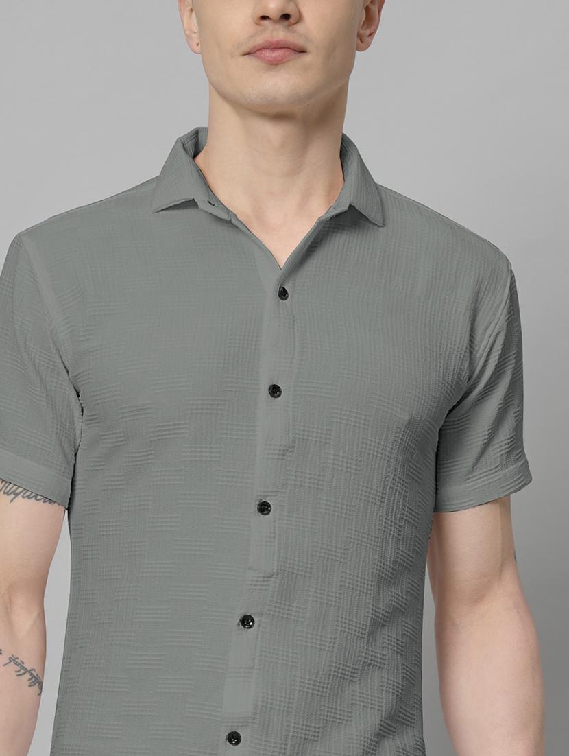 grey solid casual shirt - 20970777 - Standard Image - 4