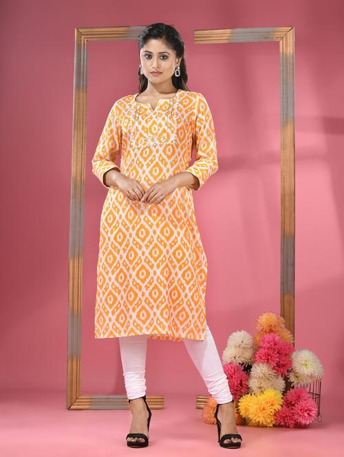 women three quarter sleeve straight kurta - 20970847 -  Standard Image - 0