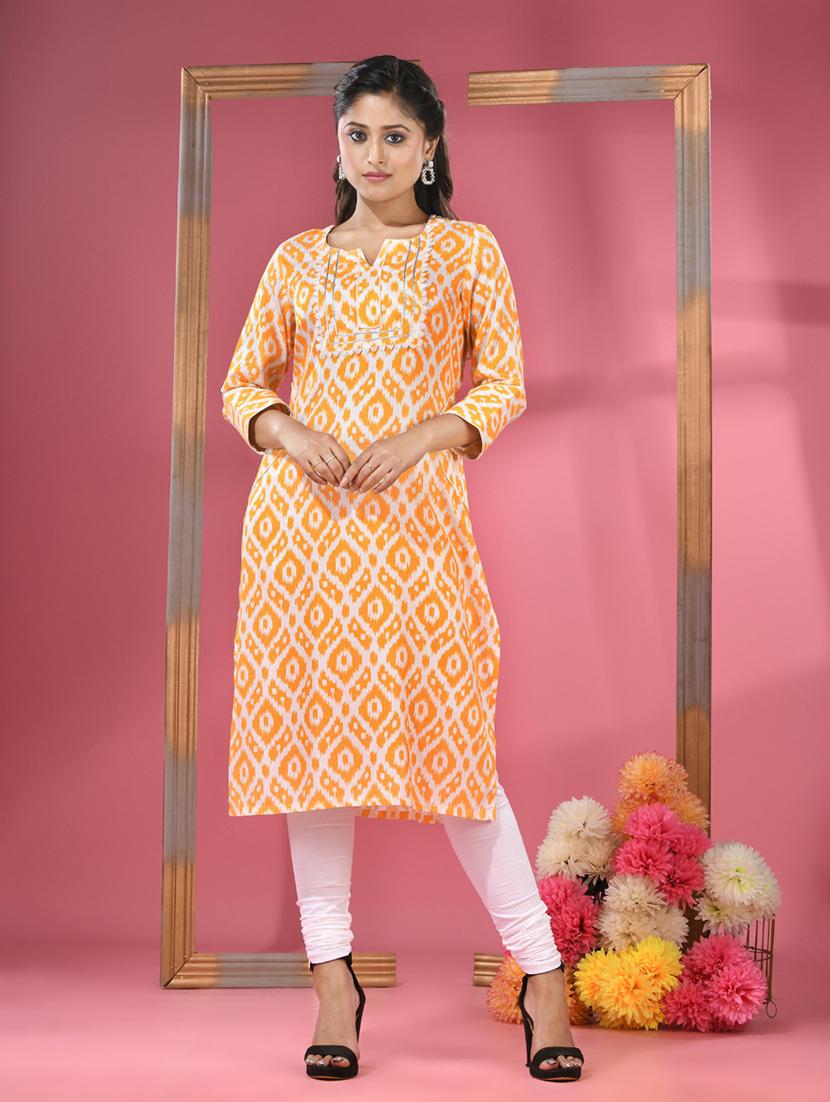 women three quarter sleeve straight kurta - 20970847 -  Zoom Image - 0