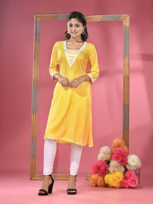 women three quarter sleeve straight kurta - 20970854 -  Standard Image - 0