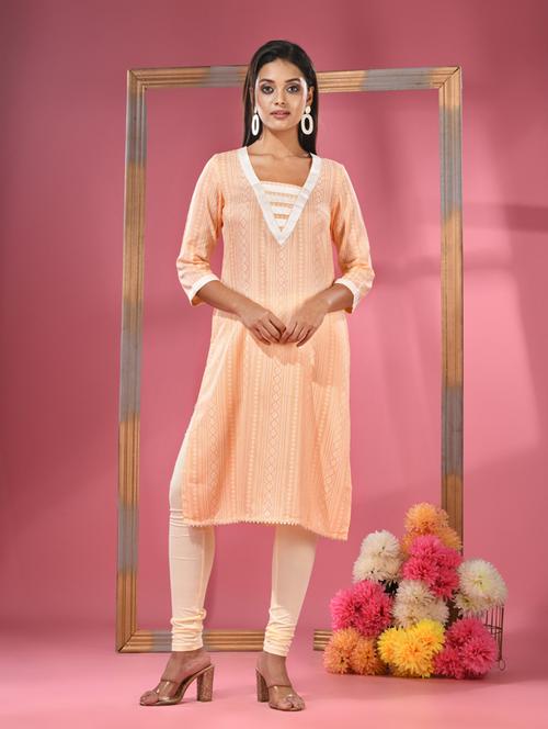 women three quarter sleeve straight kurta - 20970855 - Standard Image - 0