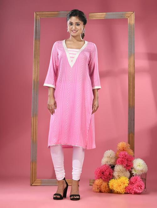 women three quarter sleeve straight kurta - 20970856 -  Standard Image - 0