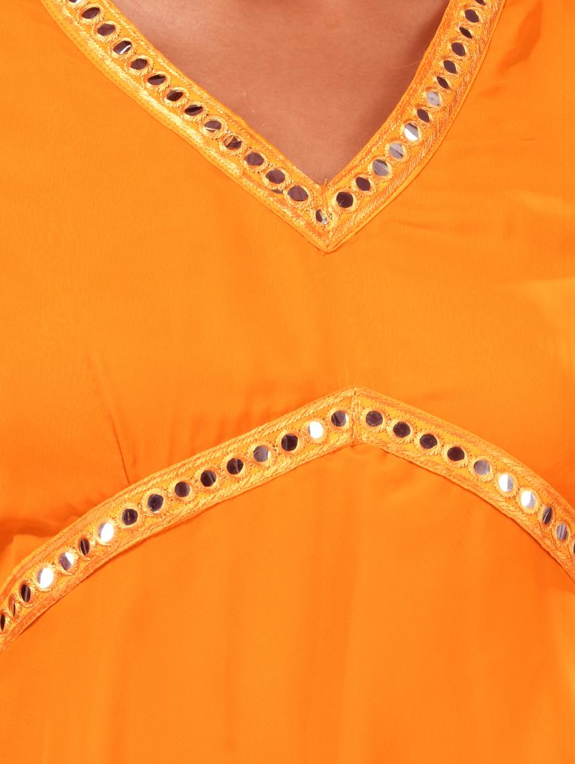 women orange elbow sleeve kurta pant with dupatta set - 20970869 -  Standard Image - 4