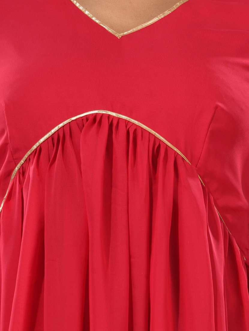 women solidl v neck kurta pant set with dupatta - 20970871 -  Standard Image - 4