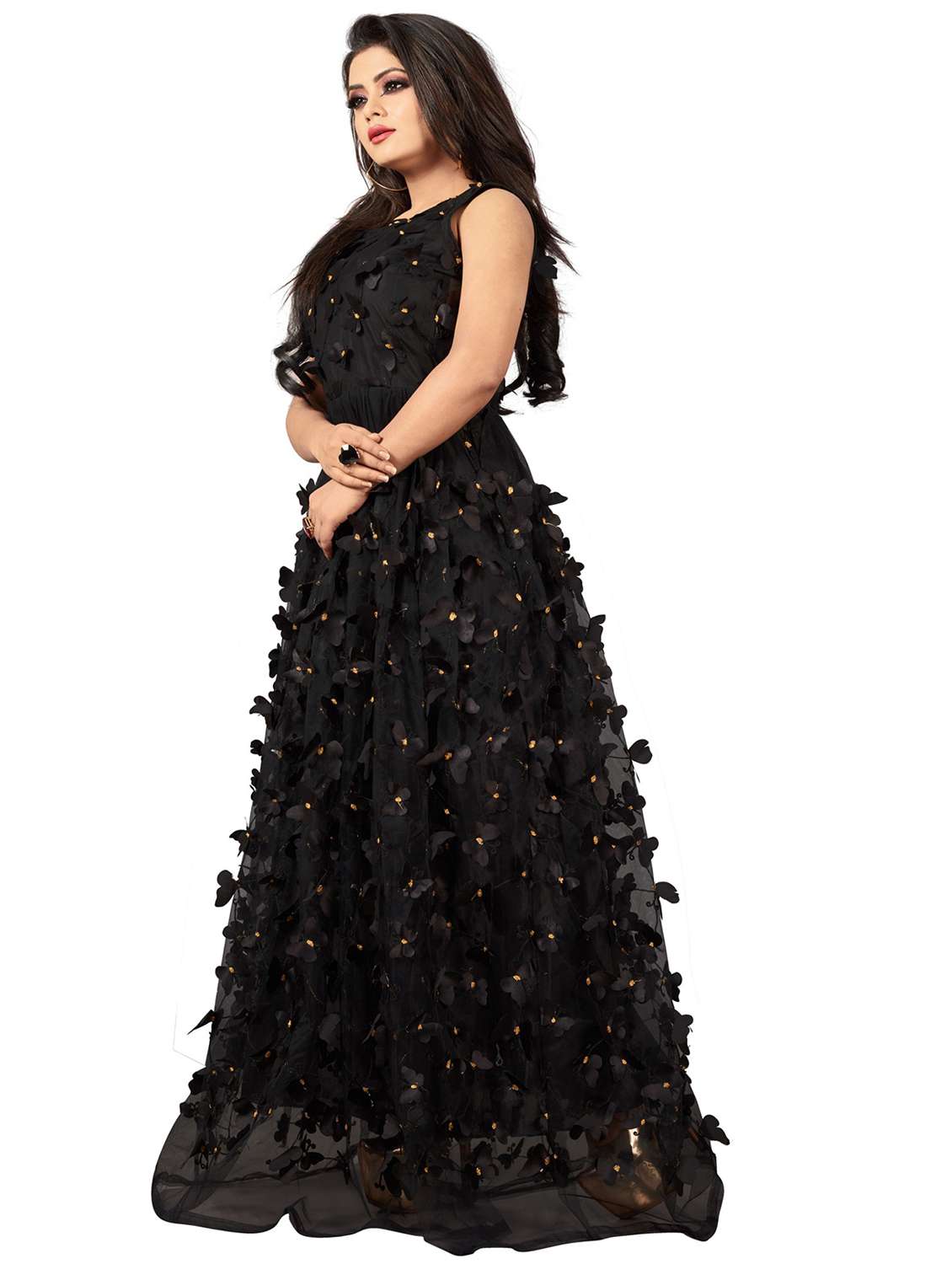 women round neck flared semi stitched gown - 20971410 -  Standard Image - 1