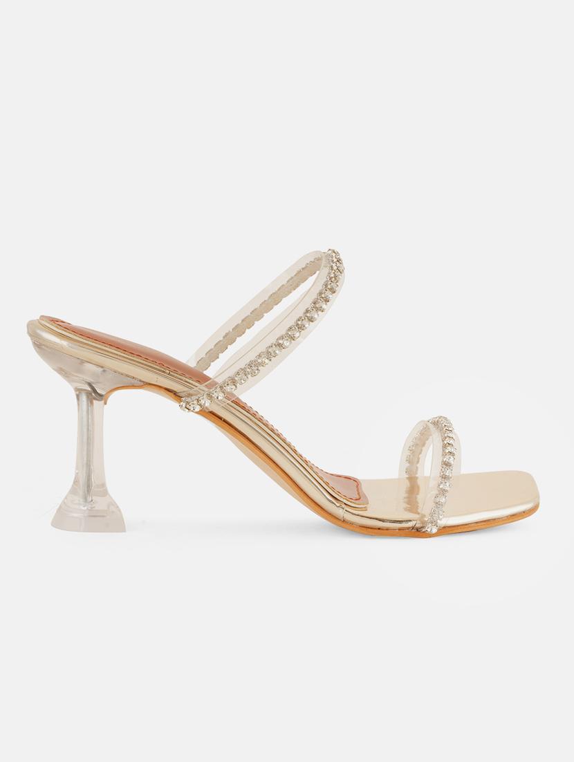 gold synthetic slip on sandals - 20971427 -  Standard Image - 1