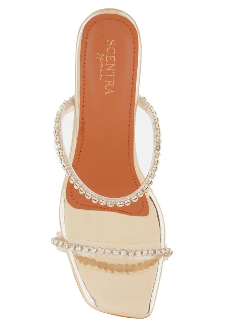 gold synthetic slip on sandals - 20971427 - Standard Image - 4