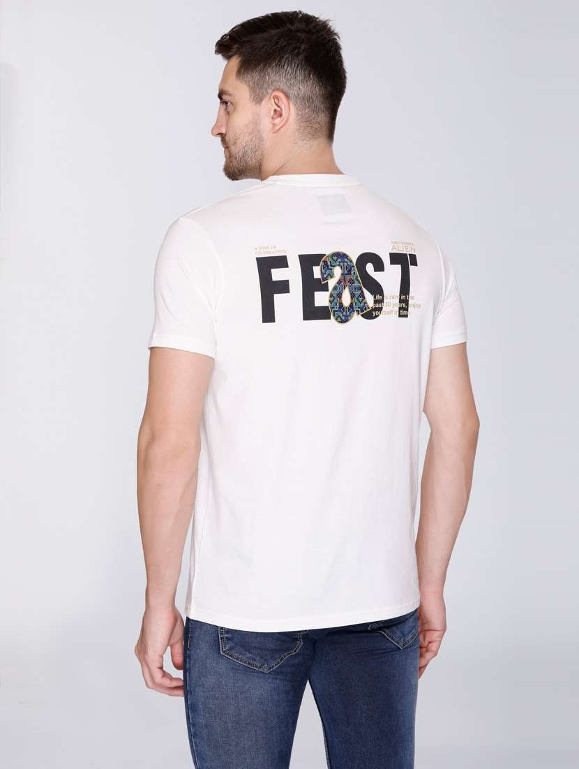 men round neck back print t-shirt