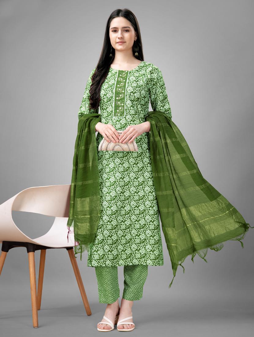 women three quarter sleeve kurta pant set - 20971630 -  Standard Image - 1