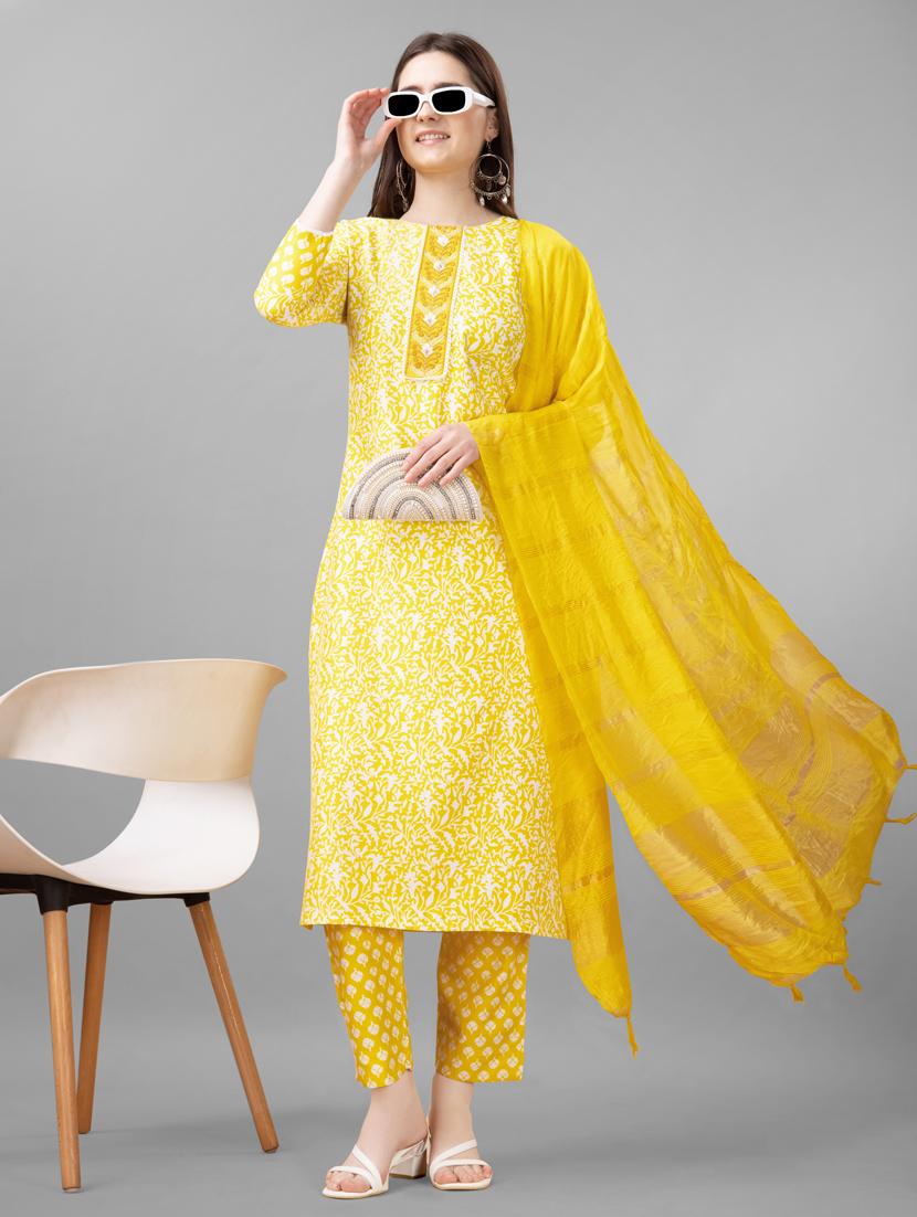 women three quarter sleeve kurta pant set - 20971635 -  Standard Image - 1