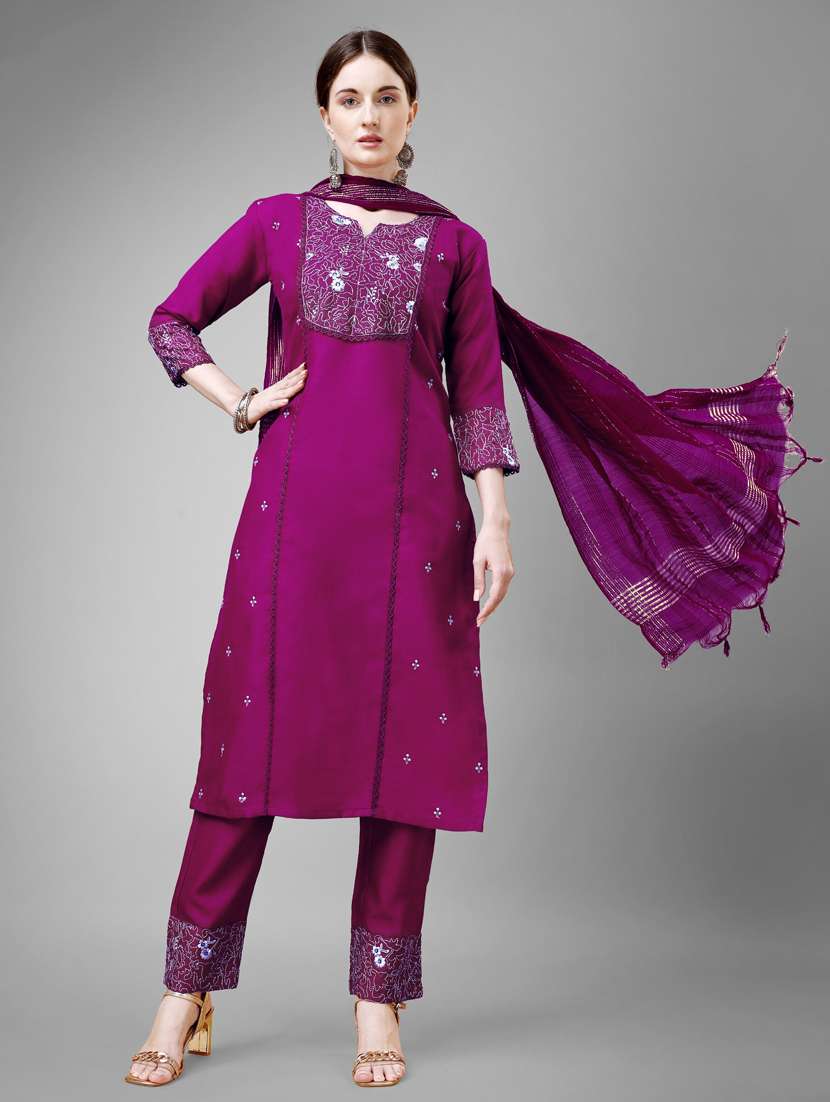 women embroidered kurta pant suit set