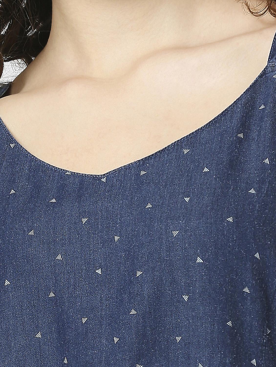 blue printed detailed denim dress - 20971810 - Standard Image - 4