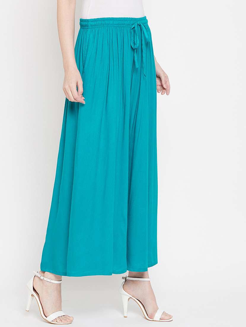 women full length solid flared palazzo - 20972066 -  Standard Image - 1