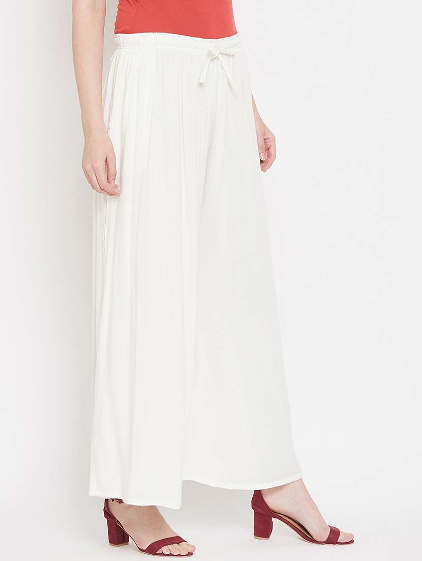 women full length solid flared palazzo - 20972067 -  Standard Image - 1