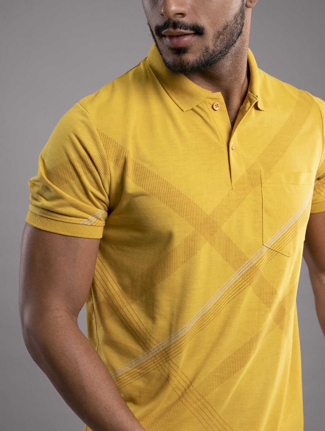 men yellow regular fit printed polo t-shirt - 20972089 - Standard Image - 4