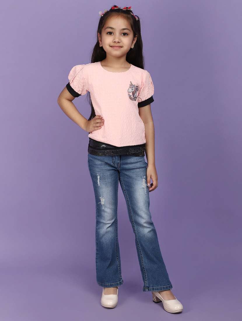 girls round neck solid top - 20972362 -  Standard Image - 4