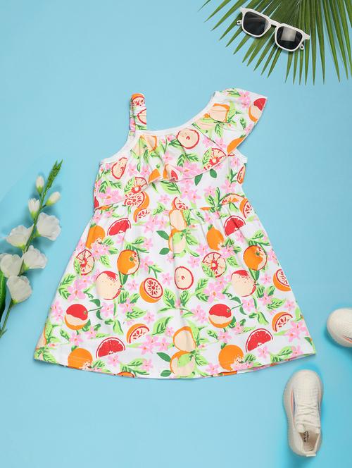 girls white printed frock - 20972374 - Standard Image - 0
