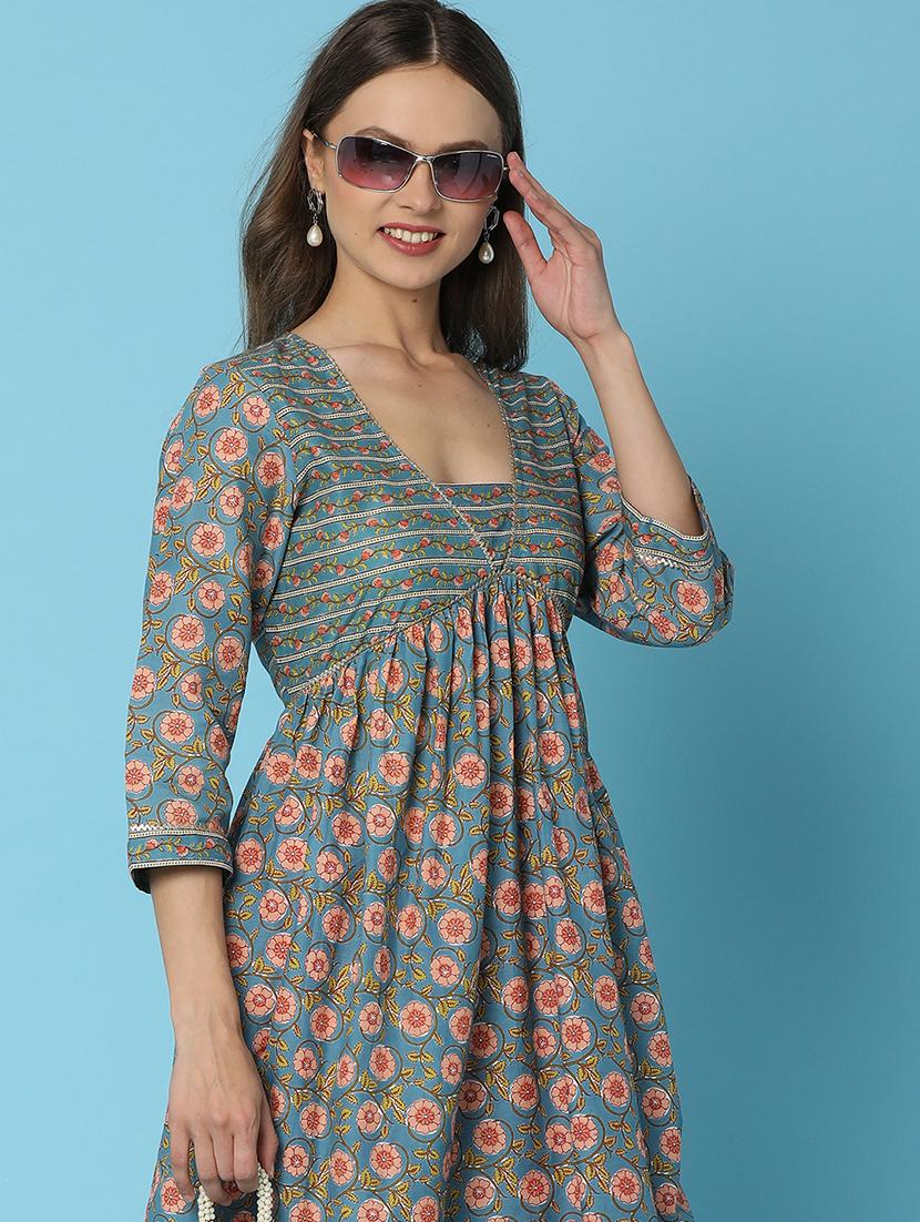 women multicolored printed a-line kurta - 20972443 - Standard Image - 4