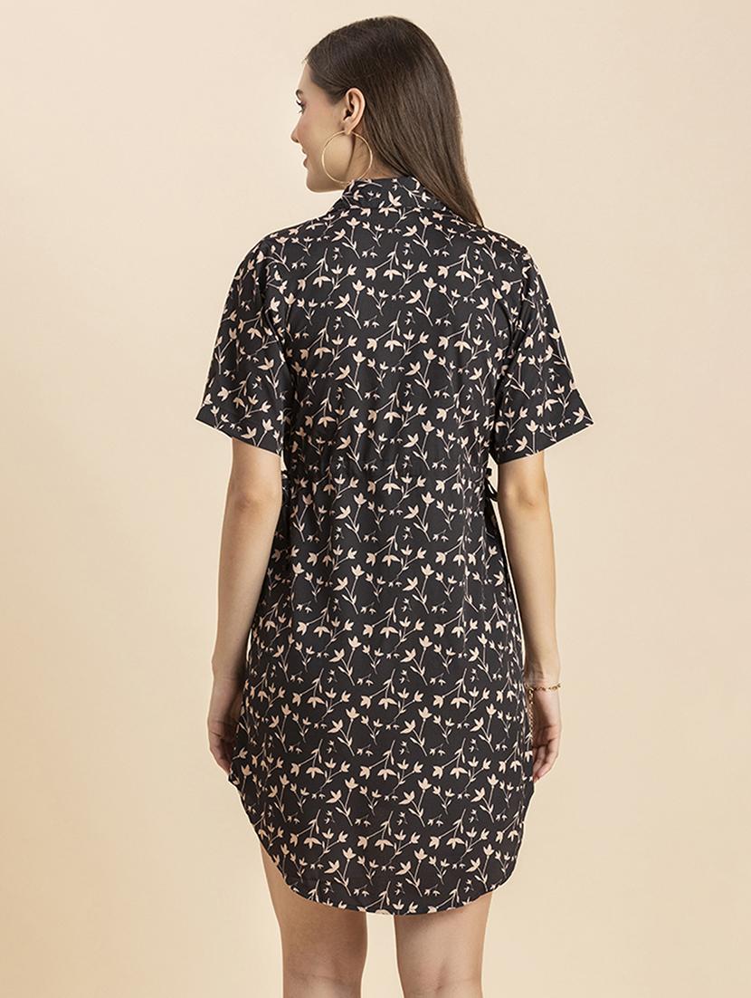 black crepe shirt dress - 20972548 - Standard Image - 4