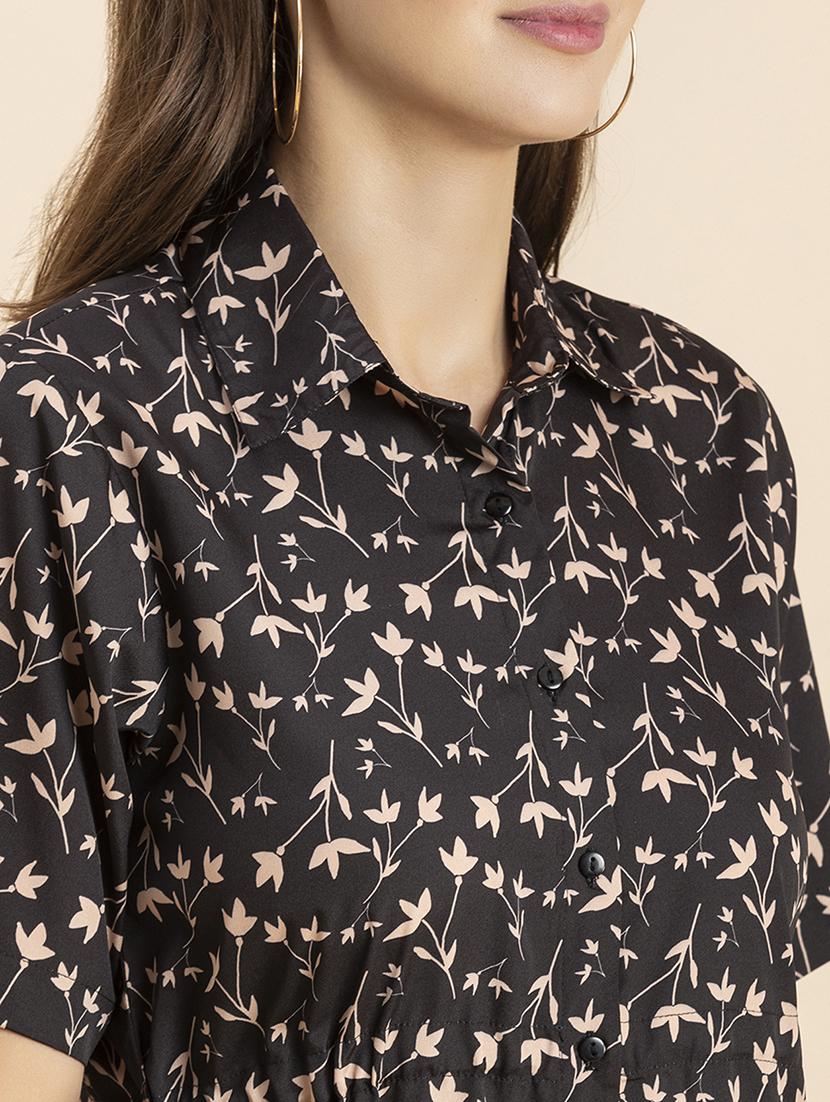 black crepe shirt dress - 20972548 - Standard Image - 6