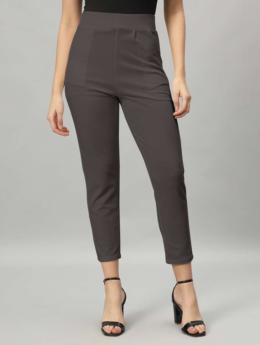 women mid-rise solid chinos trouser