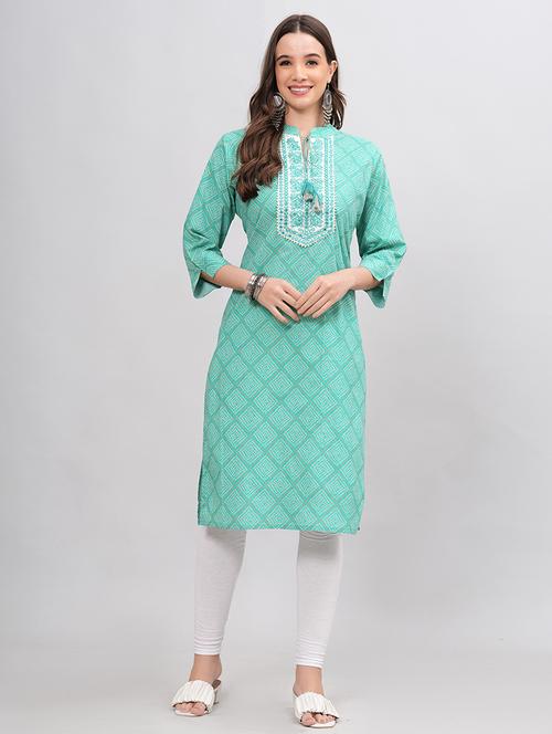 women three quarter sleeve straight kurta - 20973076 -  Standard Image - 0