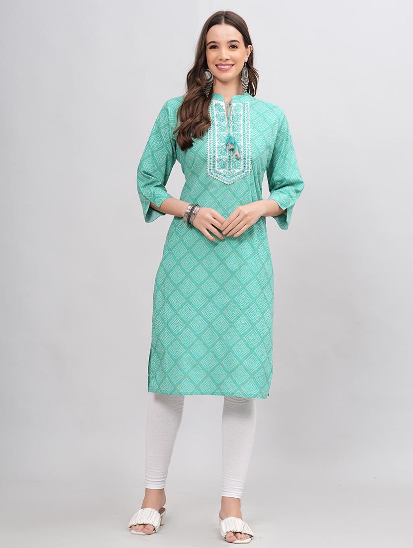 women three quarter sleeve straight kurta - 20973076 -  Zoom Image - 0