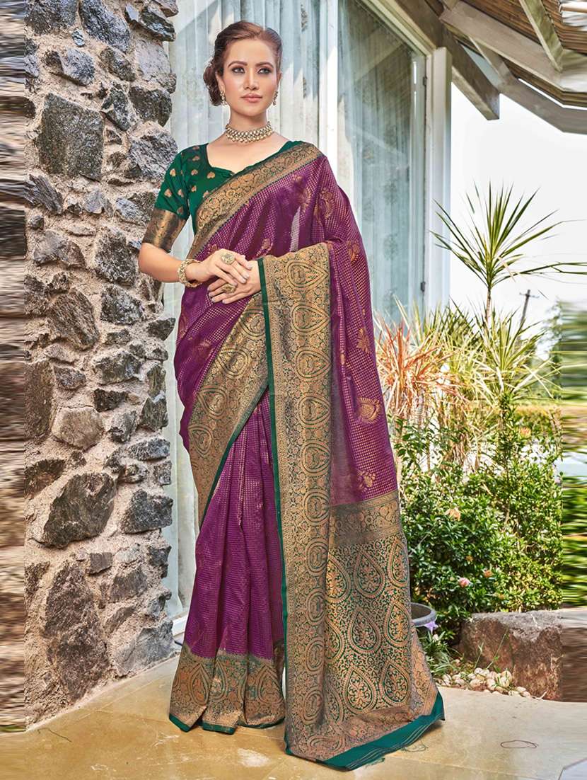 women zari work kanjivaram saree